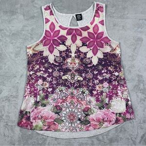 Bobeau XL Tank Top | Boho Cottagecore High-Low Floral‎ Sleeveless